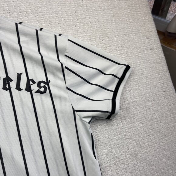 URBN IDNTY Baseball Jersey LA Los Angeles Button Up White / Black Striped Men S - Picture 15 of 16
